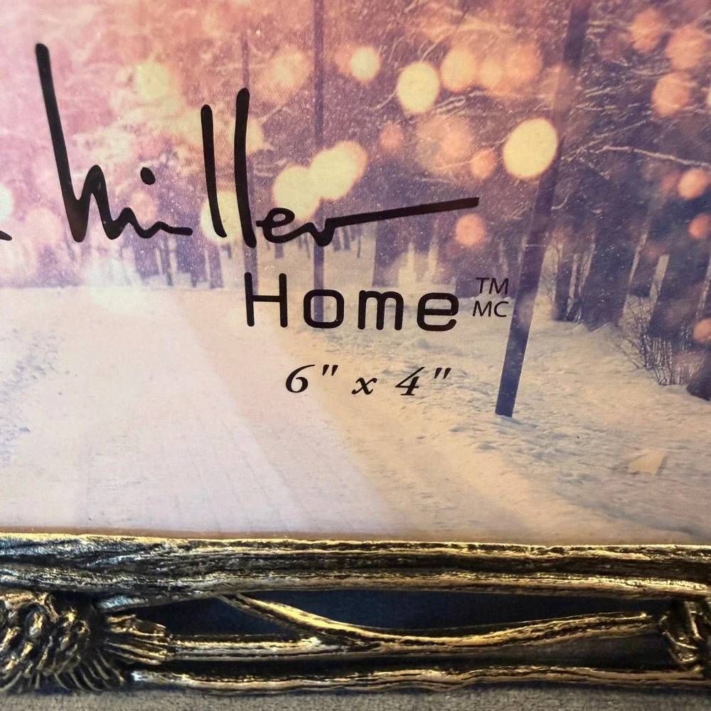Nicole Miller Home Cardinal Pinecone Branch Picture Frame 4x6 Silver Red Rustic